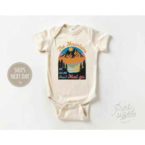 The Mountains Are Calling Baby Onesie® - Cute Adventure Bodysuit - Summer Baby Onesie®