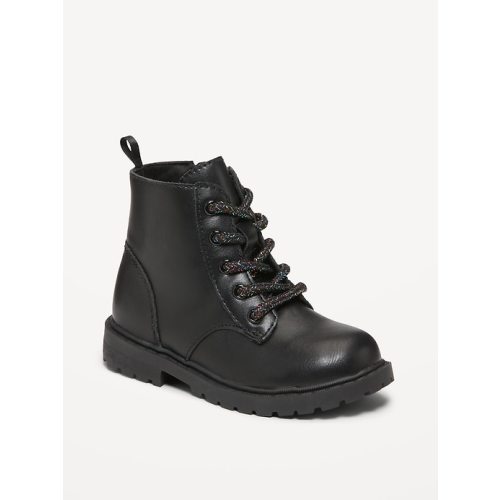 Faux-Leather Side-Zip Combat Boots for Toddler Girls