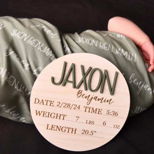 Baby Name Swaddle, Swaddle and 3D Birth Stat, Baby Name Announcement, Hospital Newborn Announcement, Baby Birth Stat, Blanket with Baby Name