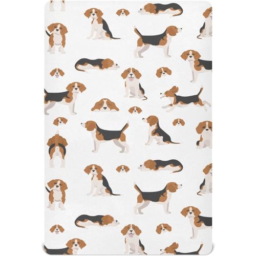Crib Sheets for Boys Beagle Dog Toddler Baby Girl Sheets for Crib,Neutral Mini Crib Nursery Mattress Sheets Fitted,Crib Mattress Soft & Breathable 52 * 28 * 9In