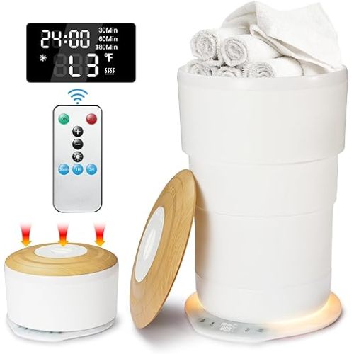 Towel Warmer for Bathroom - 21L Luxury Heated Towel Warmers Bucket with Time Setting,Auto Shut Off,Fits Up to Two 40"X70" Oversized Towels, Bathrobes, Blankets White