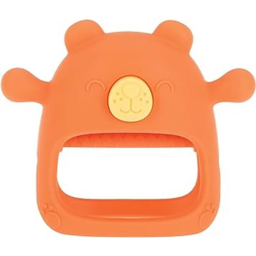 Nuby Silicone Wrist Teething Mitten - Baby Teether Ring - 3+ Months - Coral Bear
