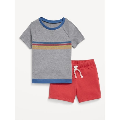Printed Waffle-Knit Top and Shorts Set for Baby