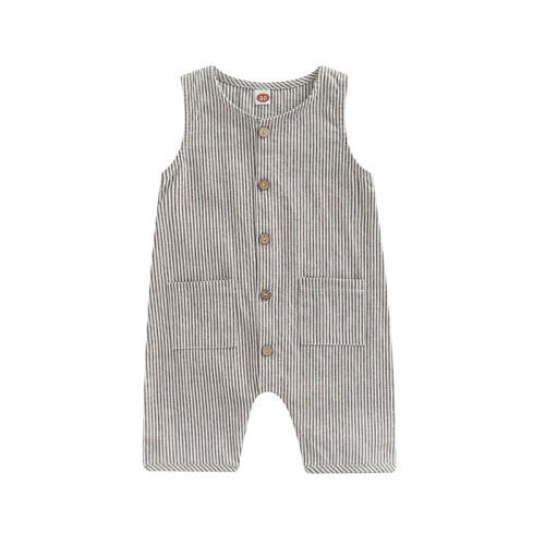 Sleeveless Pocket Button Romper, Unisex – Stardust Kids