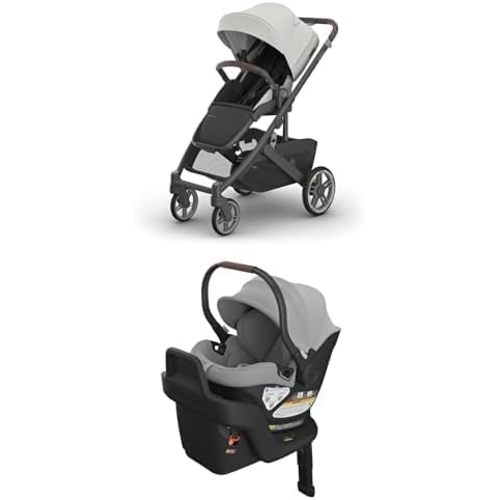 UPPAbaby Cruz V3 Stroller + Aria Lightweight Car Seat Travel System Combo – Toddler Seat, Bumper Bar, Bug and Rain Shields, Car Seat Base, and Infant Insert Included – Savannah (Grey) + Anthony (Grey)