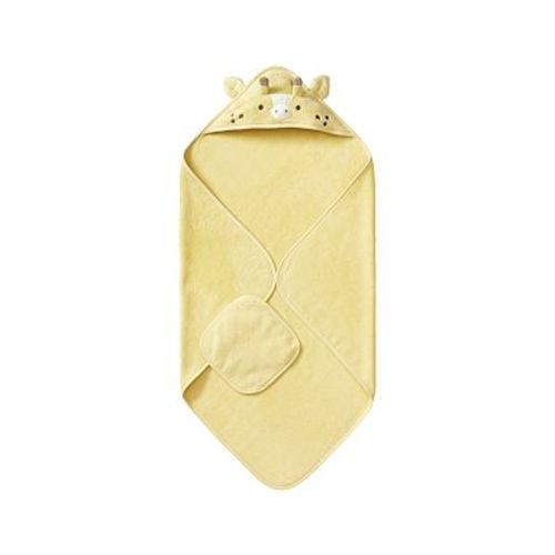 Super Soft Giraffe Nursery Bath Wrap & Washcloth , Light Yellow