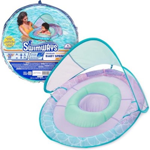 Baby Spring Float with Adjustable Canopy and UPF Sun Protection, Blue Lobster