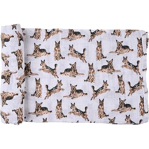 Mud Pie Baby Dog Breed Swaddle Blanket, German Shepherd 47" x 47"