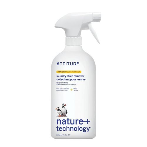 ATTITUDE Stain Remover Spray for Laundry, Removes Odors & Stains, Plant-Based & Vegan, Citrus Zest Scent, 27.1 Fl Oz