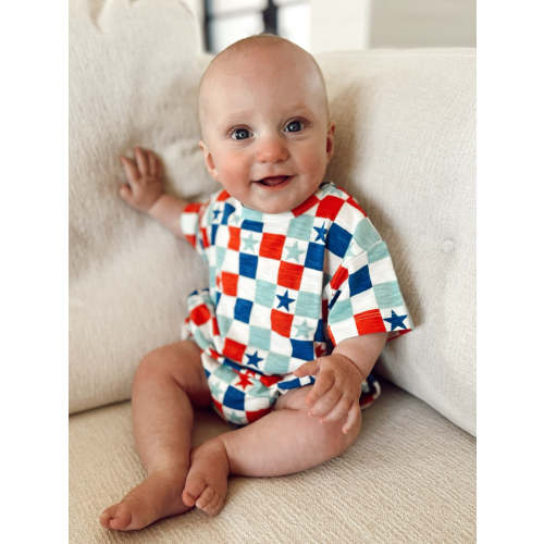 Red, White & Blue Checkerboard / Organic T-Shirt Bubble