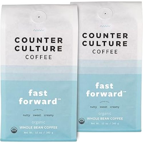 Counter Culture Whole Bean Coffee 2-Pack (Fast Forward - Light Roast) Nutty, Sweet, Creamy - Sustainably Sourced - B Corp Certified - Whole Coffee Beans - Kosher - Gluten Free & Nut Free - 12oz Bag