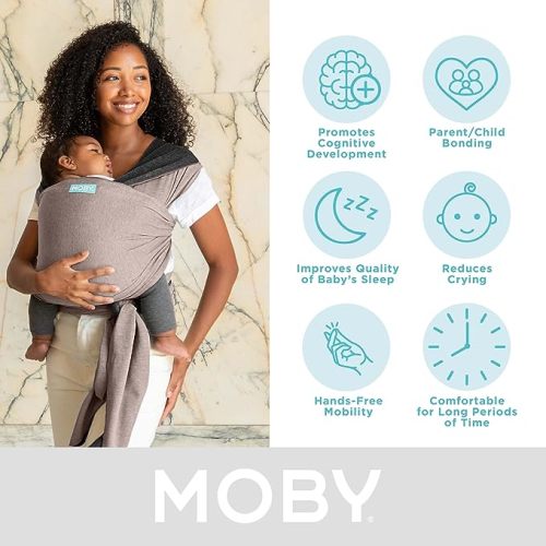 Moby Wrap Baby Carrier | Reversible Wrap | Baby Wrap Carrier for Newborns & Infants | #1 Baby Wrap | Baby Gift | Keeps Baby Safe & Secure | All Body Types | Perfect for Mom & Dad | Taupe/Charcoal