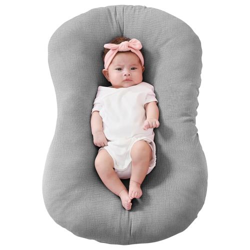 Muslin Baby Lounger Cover - Grey