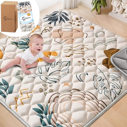 Baby Play Mats for Floor (50x50)- Boho Leaf Style