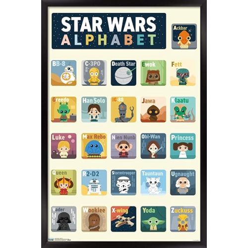 Trends International Star Wars: Saga - Alphabet Wall Poster, 22.375" x 34", Black Framed Version
