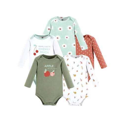 Hudson Baby Cotton Long-Sleeve Bodysuits, 5-Pack, Newborn- 24 Months