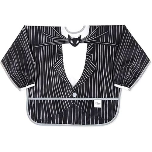 Bumkins Disney Sleeved Bib for Girl or Boy, Baby and Toddler for 6-24 Mos, Essential Must Have for Eating, Feeding, Baby Led Weaning Supplies, Long Sleeve Mess Saving Food Catcher, Jack Skellington