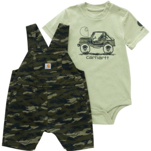 Carhartt Boy's Infant Bodysuit and Canvas Camo Print Shortall Set - Traditions Clothing & Gift Shop