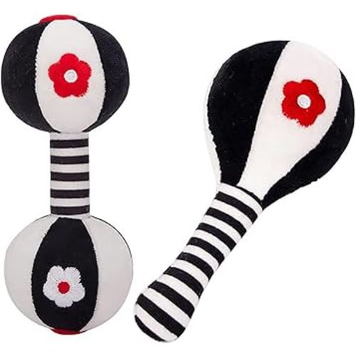 Rattles for Babies 0-6 Months, 2 Pcs Baby Soft Rattles 0-6 Months Early Developmental Hand Grip Toys for Infants Newborn Baby Girls Boys Gift