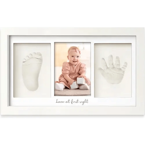 Baby Hand and Footprint Kit - Clay Handprint Keepsake Frame, Newborn Nursery Picture Frame, Personalized New Mom Gifts for Baby Shower & Registry (Alpine White)