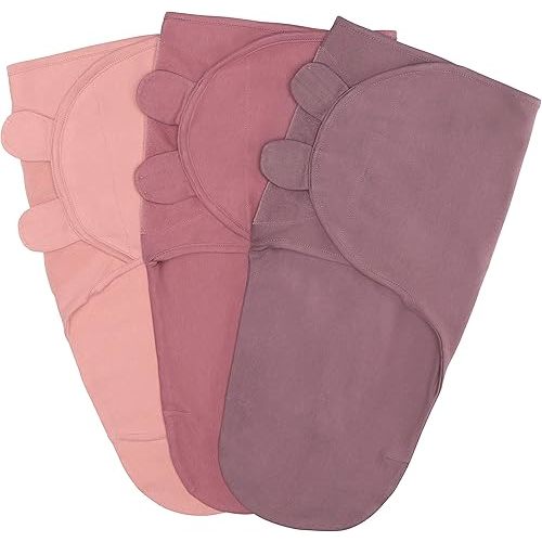Comfy Cubs Swaddle Blanket Baby Girl Boy Easy Adjustable 3 Pack Infant Sleep Sack Wrap Newborn Babies (Small 0-3 Months, Blush, Mauve, Mulberry)