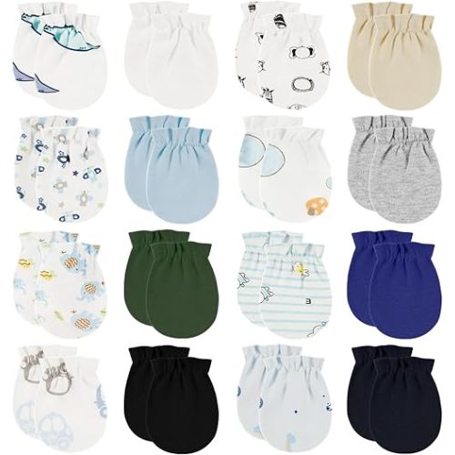 ONESING 16-20 Pairs Baby Mittens Newborn Mittens No Scratch 0-6 Months Warm Mittens for Newborn Baby Boys Girls