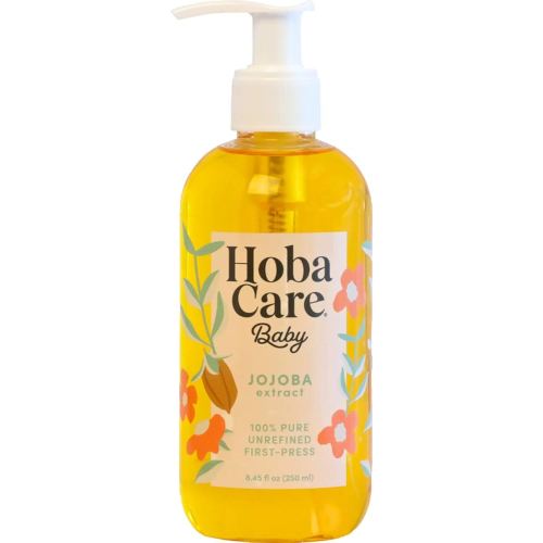 HobaCare Jojoba Baby Oil with Pump Dispenser – 100% Pure Natural Unrefined Unscented Hexane Free Cold Pressed Jojoba Oil for Baby Hair, Infant Skin, Scalp Moisturizing, Body Care Shower Gift (8.45 oz)