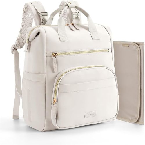 mommore Neoprene Diaper Bag Backpack Small Lightweight Baby Diaper Bags Water Resistant Diaper Backpack for Boys Girls Newborn with Changing Pad, Stroller Straps