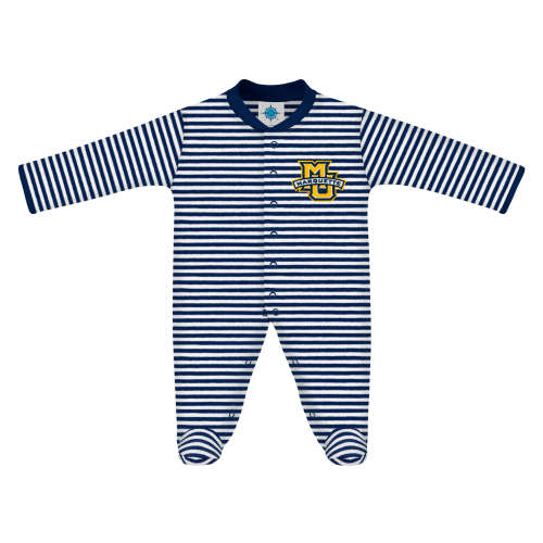 Marquette Golden Eagles Striped Footed Romper | College Baby