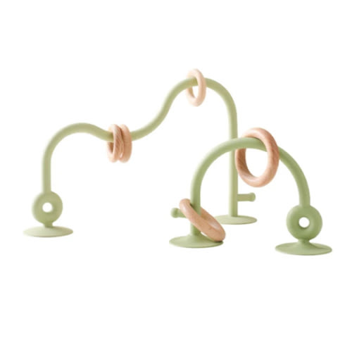 Baby Silicone and Wooden Ring Track Toy