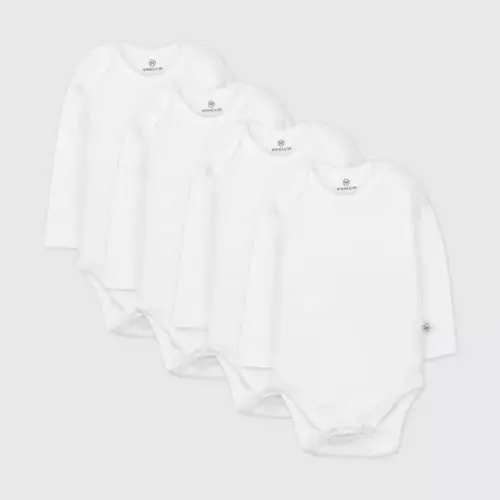 Honest Baby 4pk Organic Cotton Long Sleeve Bodysuit - White