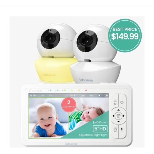 Babysense HD S2: Video Baby Monitor with 2 Cameras, Non Wifi, Split Sc
