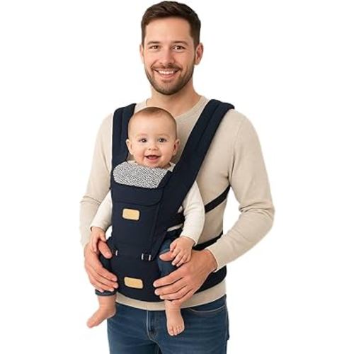 Sharth Baby Carrier with Hip Seat, 6-in-1 Infants & Toddlers (7-41 lbs) Carrier, Fully Adjustable Hip Seat Carrier to Fit All Parents, All-Season Baby Carrier - Dark Blue