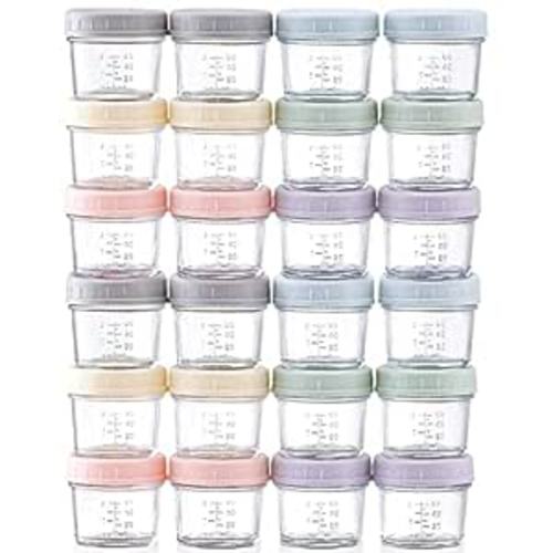 RowinsyDD 32-Pack Leakproof 4oz Glass Baby Food Jars with Lids - BPA Free, Freezer & Microwave Safe
