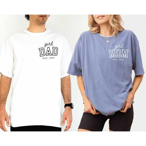 Comfort Colors® Matching Mom And Dad Shirts, Custom New Dad Shirt, Personalized dad and mom shirt, Gift for New Mom, Christmas Gift for Mom