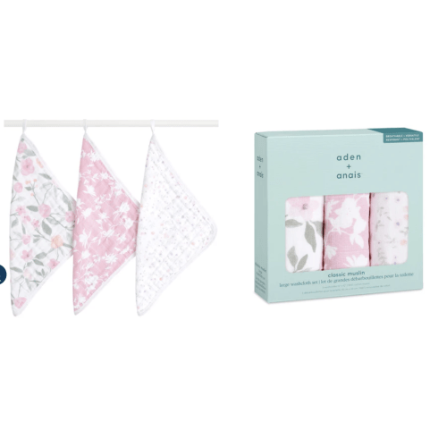 Ma Fleur Cotton Muslin Washcloths 3pk | aden + anais
