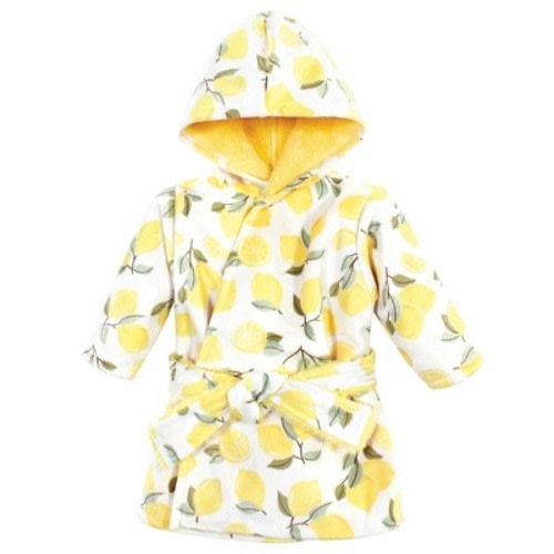 Hudson Baby Infant Girl Mink with Faux Fur Lining Pool and Beach Robe Cover-ups, Lemon, Size: 12-18 months