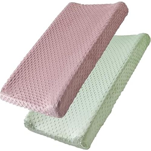 Changing Pad Cover, 2 Pack Soft Changing Table Sheets for Baby Boy and Girl, Diaper Changing Table Cover Fit 32"/34'' x 16" Pad (Green + Sepia Rose)