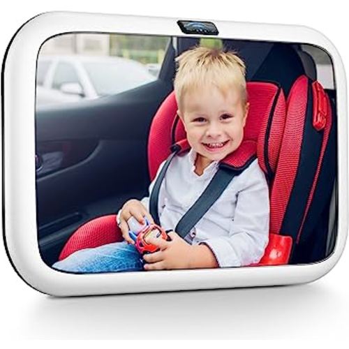 DARVIQS Baby Car Mirror, Rearview Car Mirror for Baby, Wide View Shatterproof Adjustable Acrylic 360° for Backseat, Crash Tested and Certified for Safety
