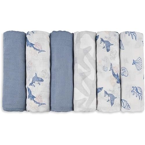 Muslin Burp Cloths Set, Neutral Viscose Muslin Blanket for Newborn Boys and Girls, 6-Pack Breathable and Skin-Friendly Swaddle Wrap for Infant Baby (Elegant Colors)