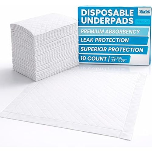 Sures Incontinence Bed Pads - Disposable Changing Pads for Baby - Pee Underpads for Adults for Bed - Absorbent Chux Underpads for Puppy Training - Pet Chucks - Men, Women & Kids (23'' x 36'')