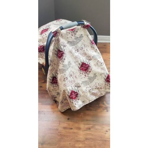 Harry Potter Infant Carrier Cover / Marauder&#39;s Map Car Seat Canopy Tent / Add Window