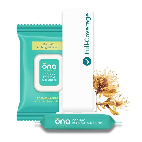 Ona Perineal Pad Liners 30 Count – Extra-Large Witch Hazel Cooling Pad Liners for Postpartum & Perineal Relief, Hospital Bag Essential, No Peppermint or Chemicals