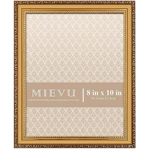 8×10 Picture Frame Gold - Picture Frames for Wall Hanging And Tabletop Display, Ornate Photo Frame for Poster,Vintage Frames,with Durable Plexiglass