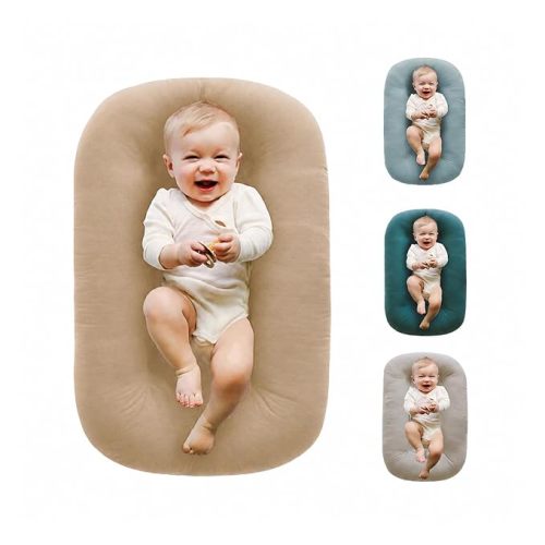 Baby Lounger for Newborn 0–12 Months,100% Cotton Breathable Infant Lounger, Baby Shower Gift, Portable Lightweight Baby Nest for Home & Travel(Soft Cocoa)