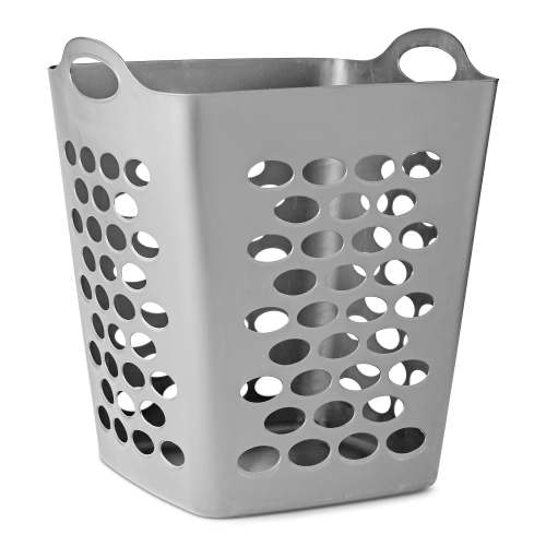 Mainstays Adult Flexible Square Laundry Hamper, Soft Silver