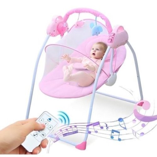 Vibrating Infant Baby Bouncer With Toy Bar, Portable Compact Baby Swing With Music, Newborn, Unisex, Pink