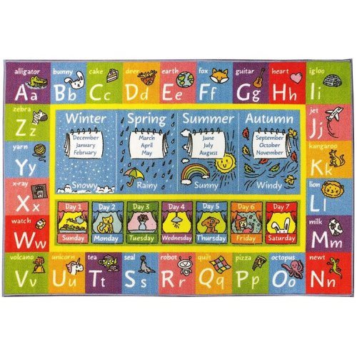 Weranna Kids Rug ABC Alphabet Seasons Months Days Educational Learning Game Carpet Classroom Playroom Mat