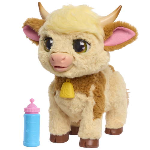furReal Maggie the Feed & Follow Cow, 11 Inch Interactive Plush Cow, Boys and Girls Ages 4 Up