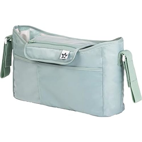 Tiny Twinkle Universal Stroller Organizer with Adjustable Strap - Waterproof Caddy Fits Baby Jogger, Nuna, Graco, Donna and Bugaboo Stroller | Sage Checkers